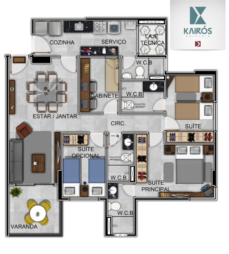 Planta baixa — 2 Suítes